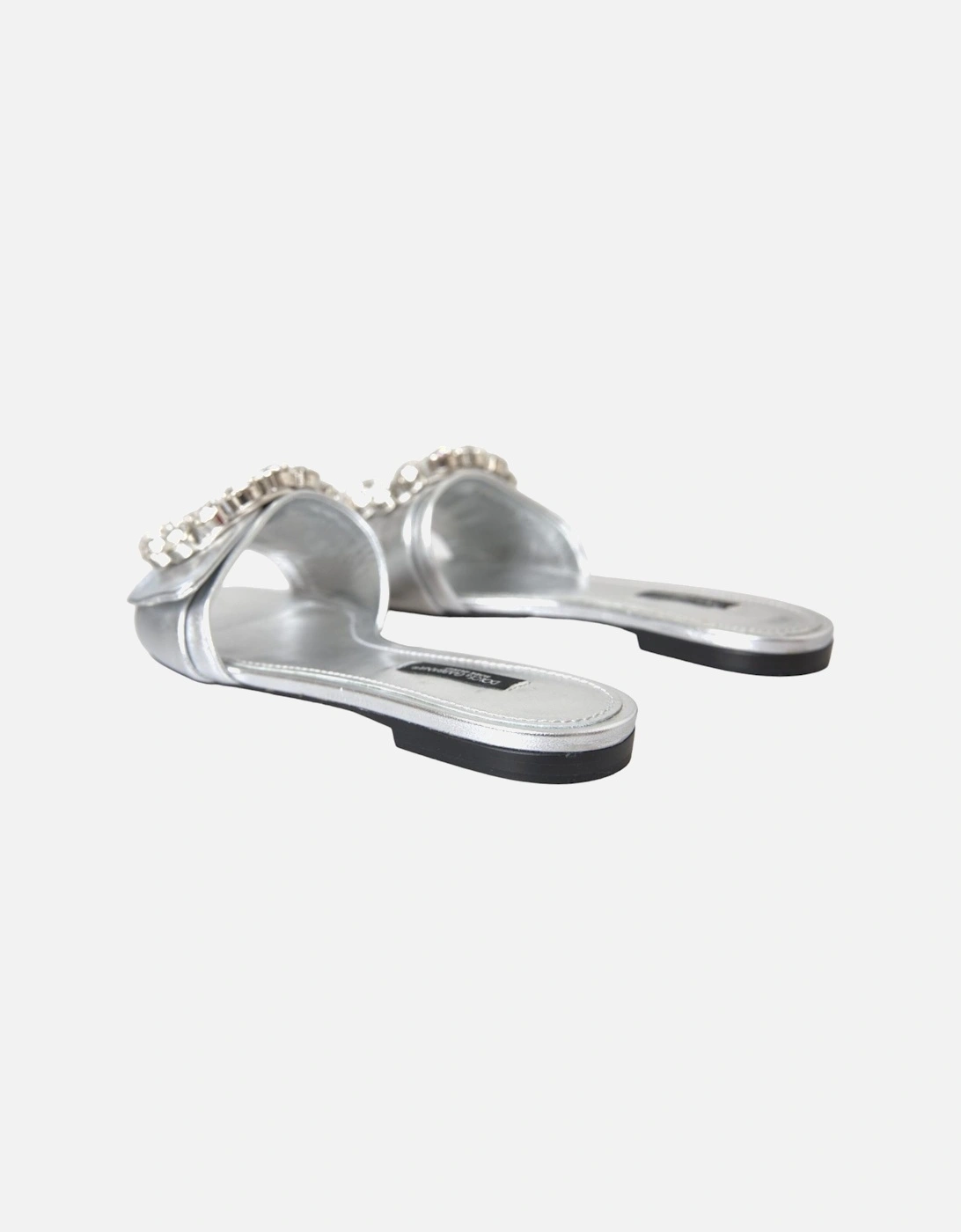 Embellished Lamb Leather Flat Sandals Women - Silver