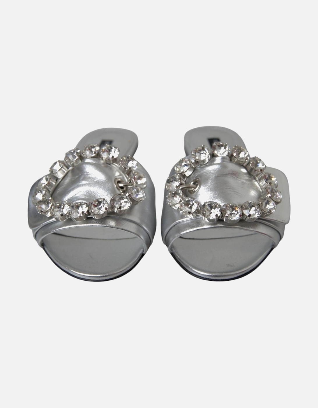 Embellished Lamb Leather Flat Sandals Women - Silver