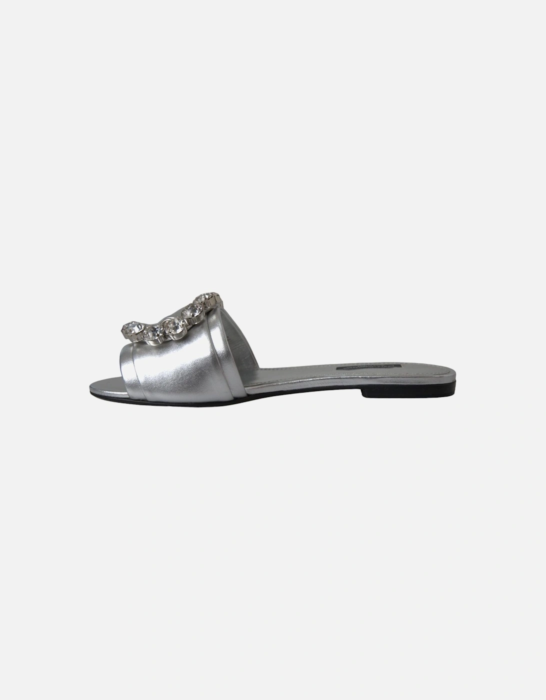 Embellished Lamb Leather Flat Sandals Women - Silver