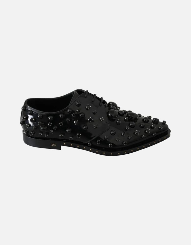 Patent Leather Loafers Embellished Style Women - Black Flats