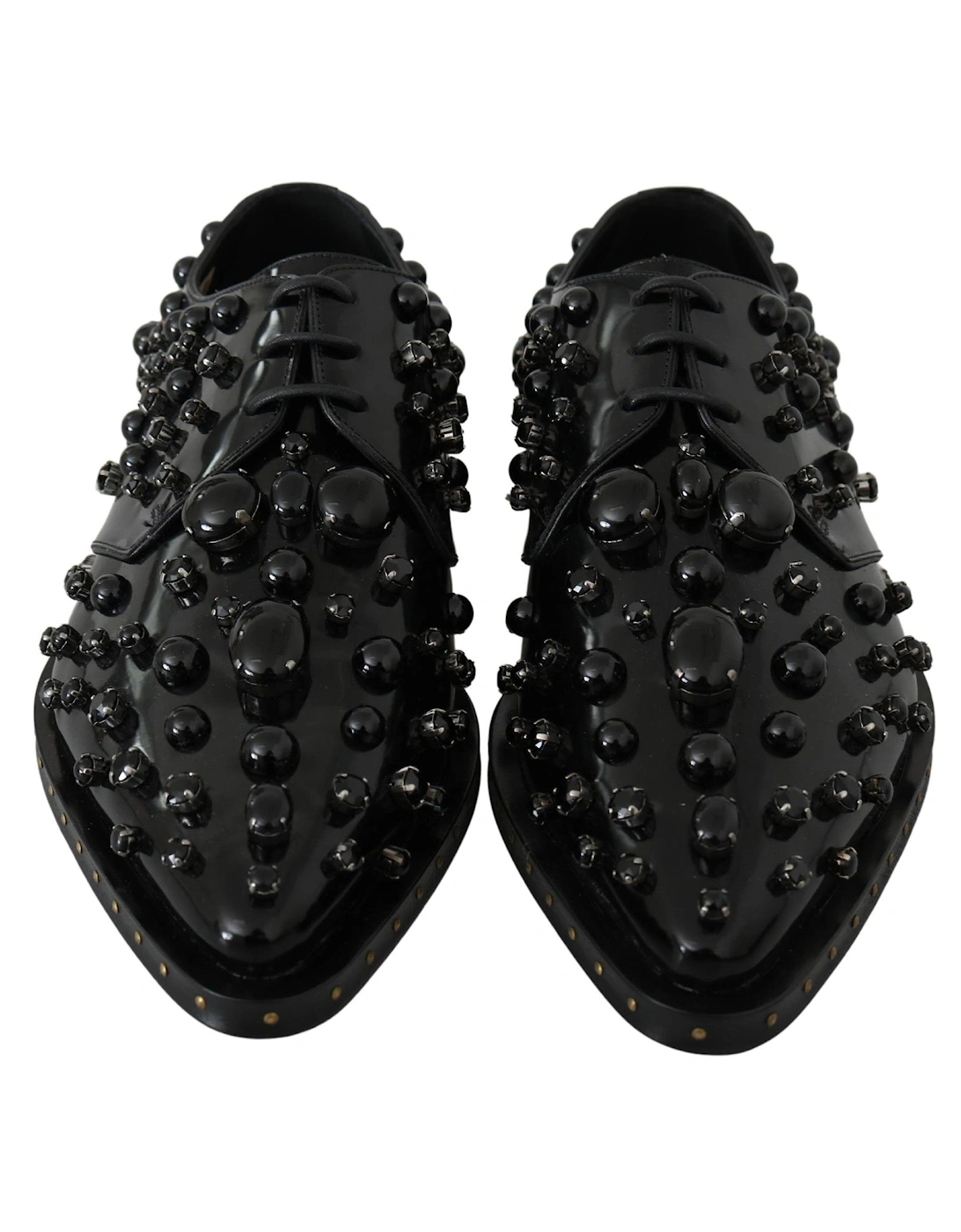 Patent Leather Loafers Embellished Style Women - Black Flats