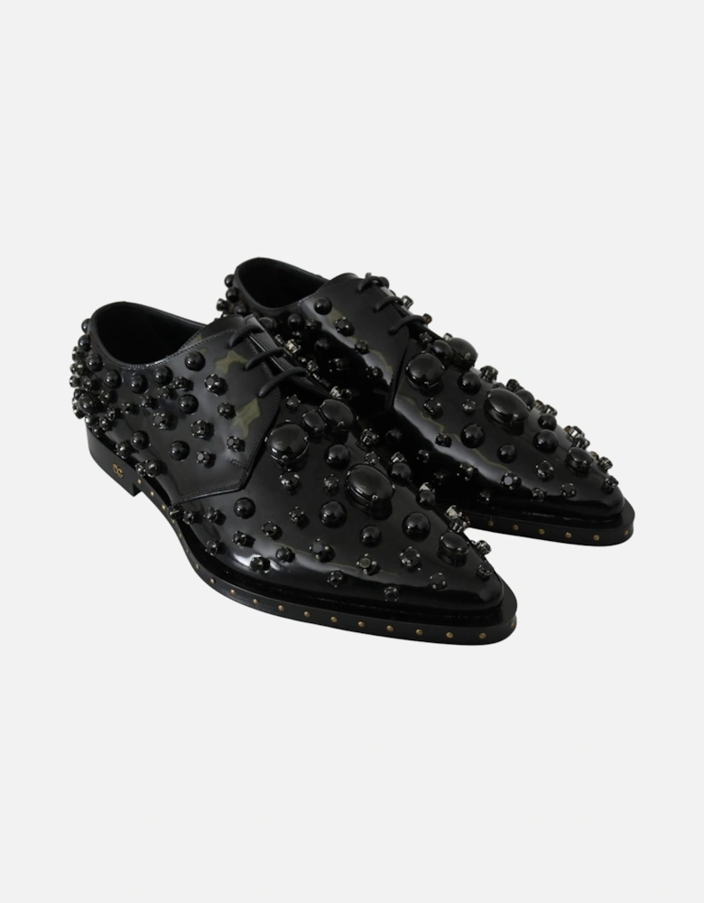 Patent Leather Loafers Embellished Style Women - Black Flats