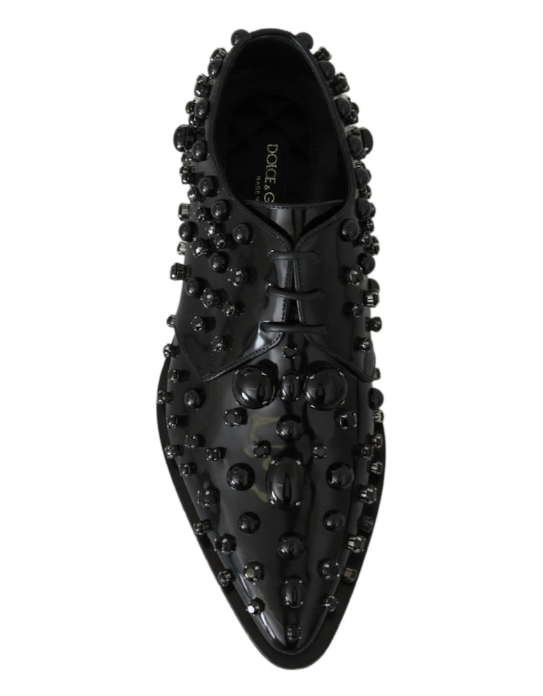 Patent Leather Loafers Embellished Style Women - Black Flats