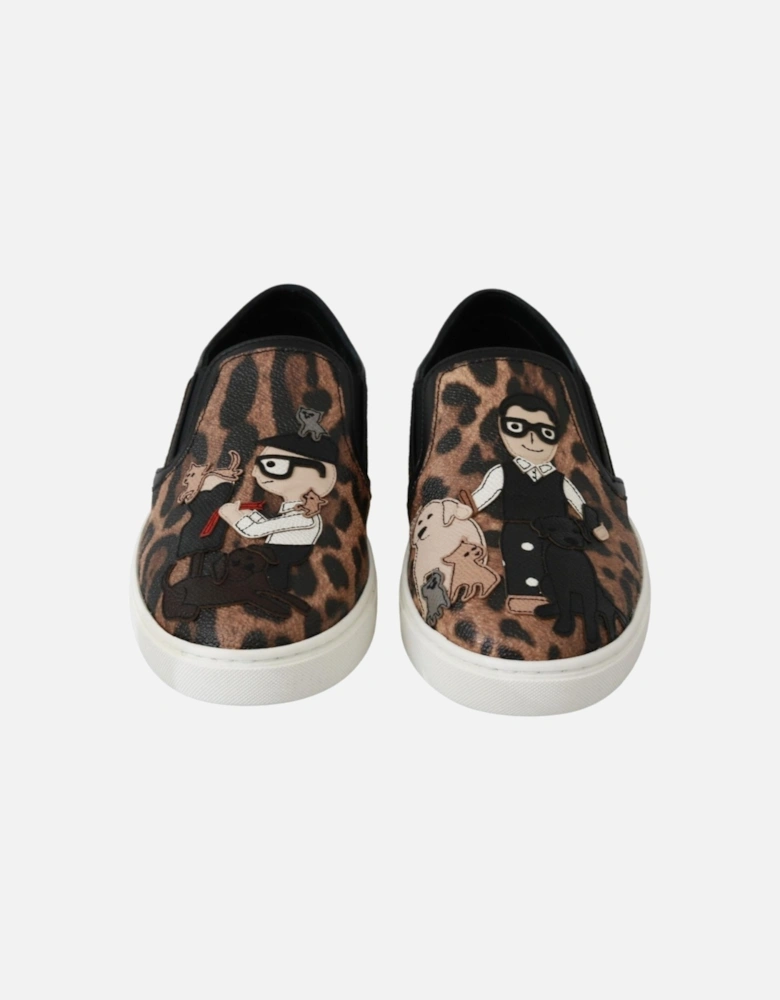 Leopard Print Slip On Sneakers Women - Brown Flats