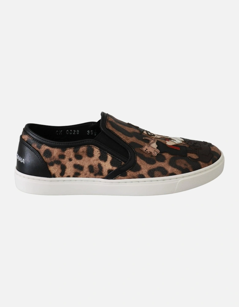 Leopard Print Slip On Sneakers Women - Brown Flats