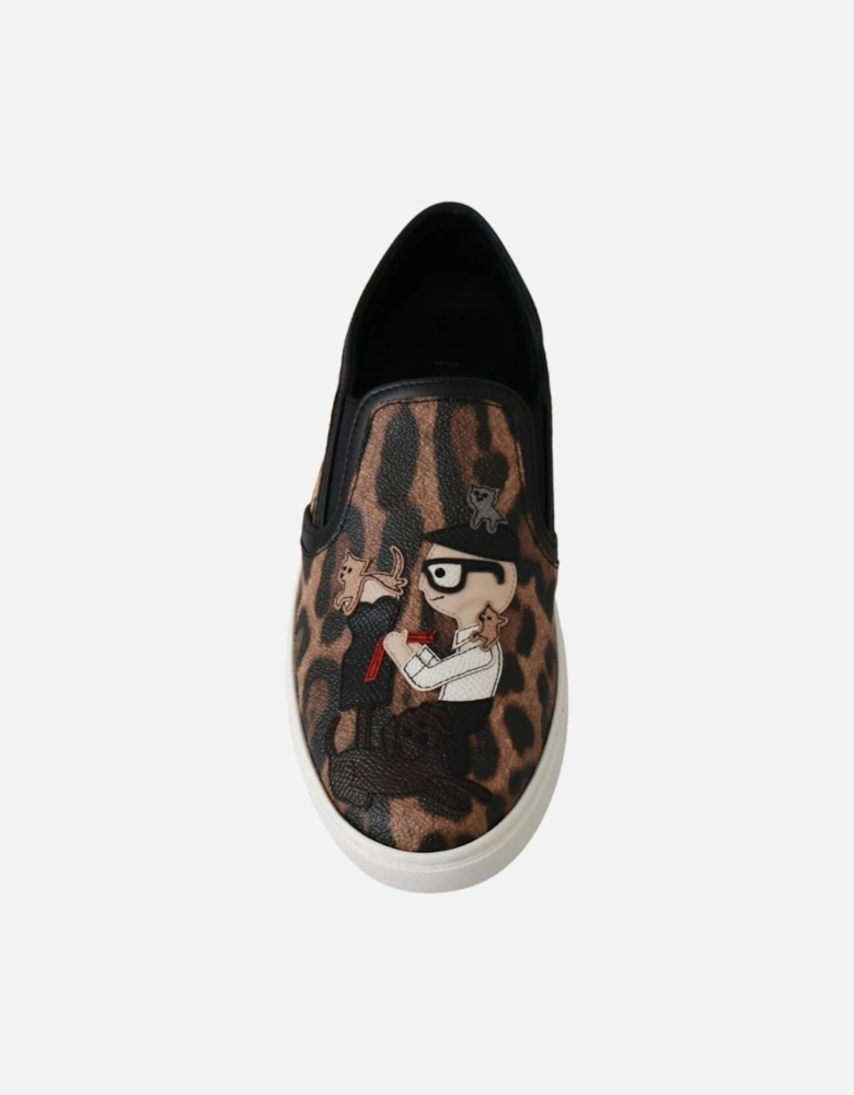 Leopard Print Slip On Sneakers Women - Brown Flats