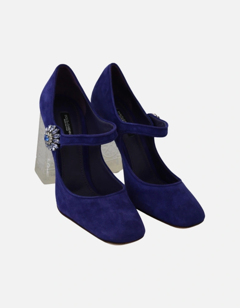 Dolce Gabbana Mary Jane Pumps Suede Heels Women - Purple