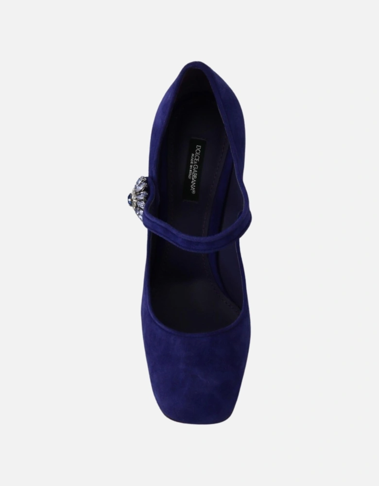 Dolce Gabbana Mary Jane Pumps Suede Heels Women - Purple