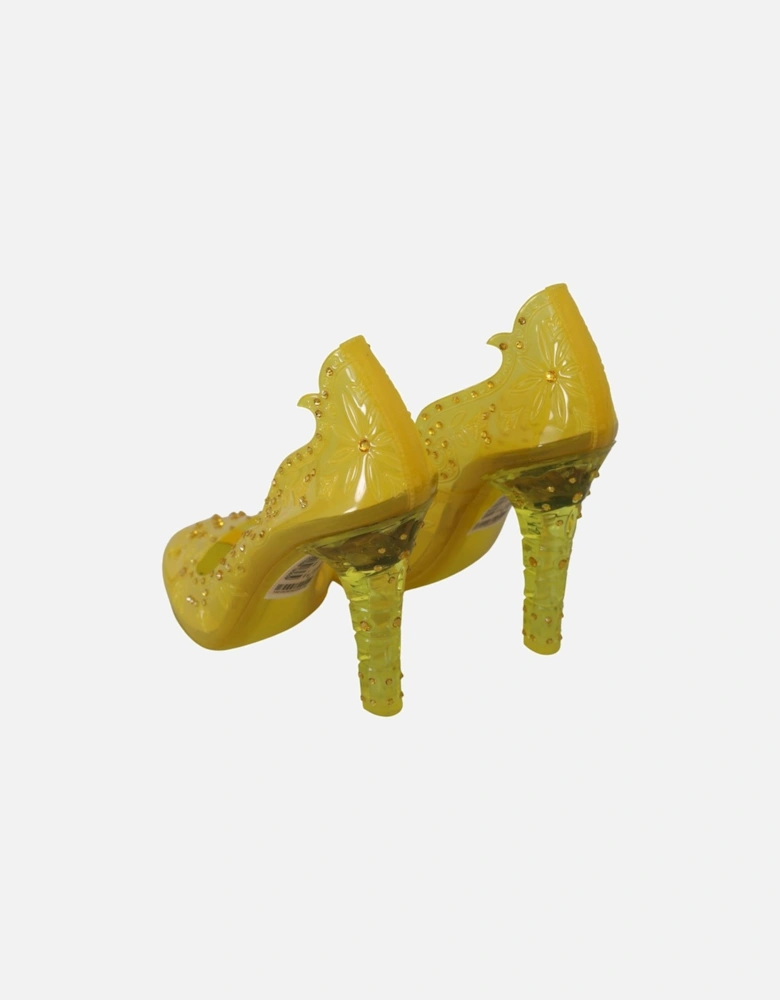 CrystalEmbellished Jelly Pumps High Heel Women - Yellow