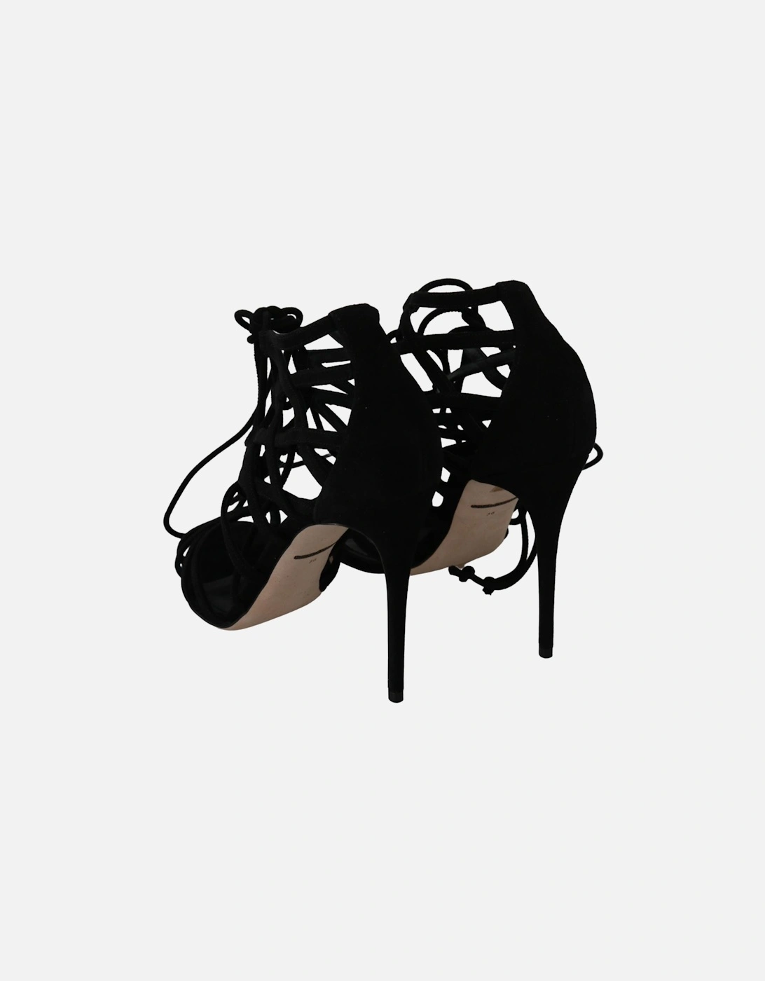 Dolce Gabbana LaceUp Sandals Black Suede Women