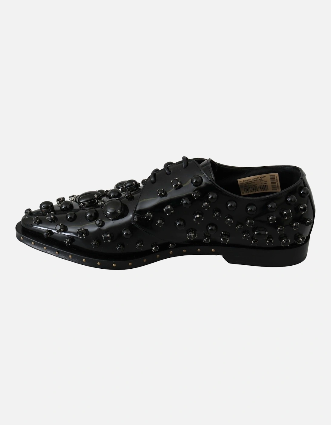 Embellished Patent Leather Loafers Black Crystal Women Flats