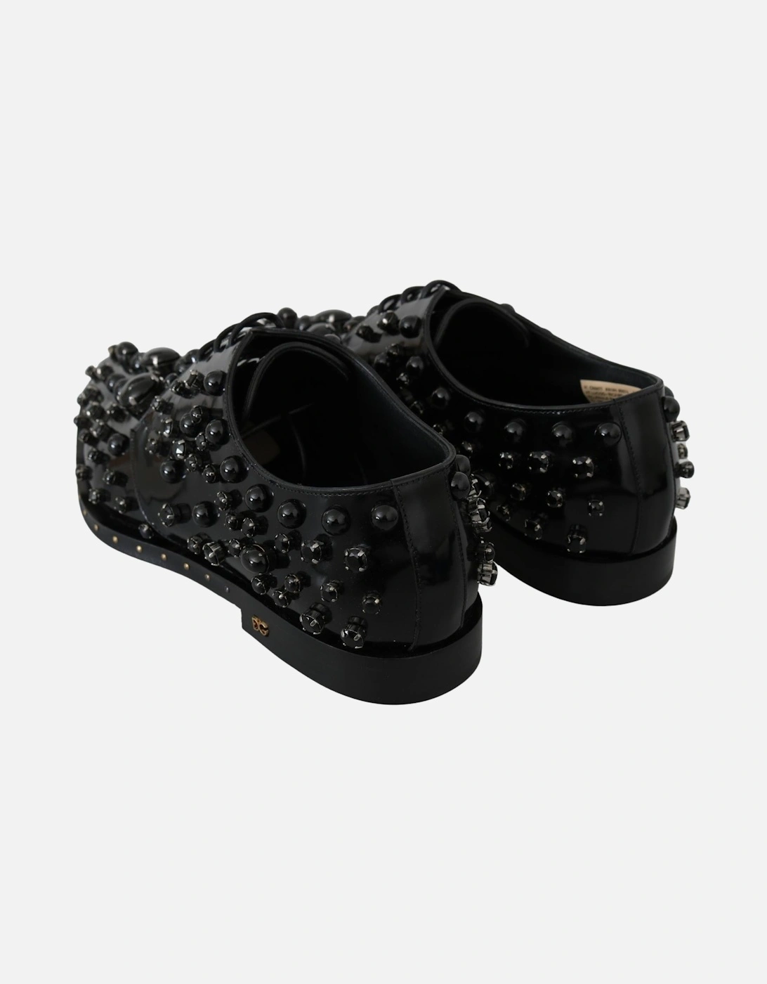 Embellished Patent Leather Loafers Black Crystal Women Flats