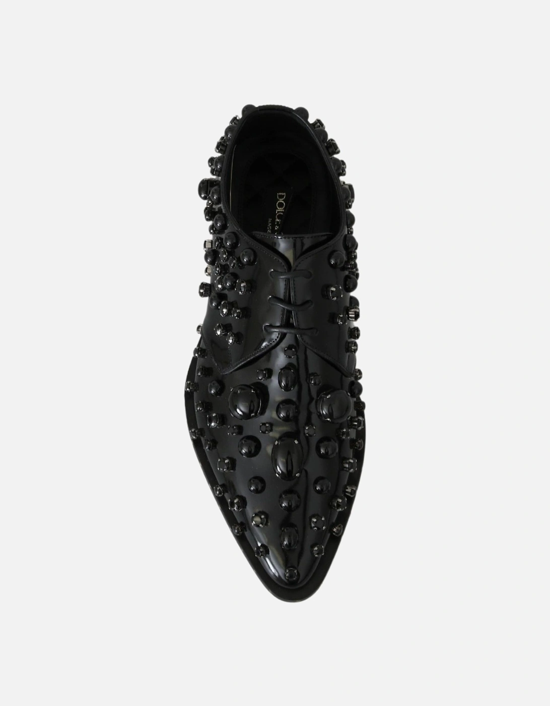 Embellished Patent Leather Loafers Black Crystal Women Flats