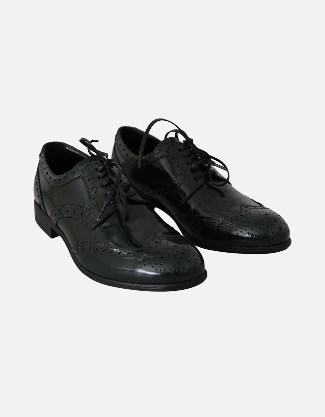 Patent Leather Brogue Oxfords Women - Green Flats