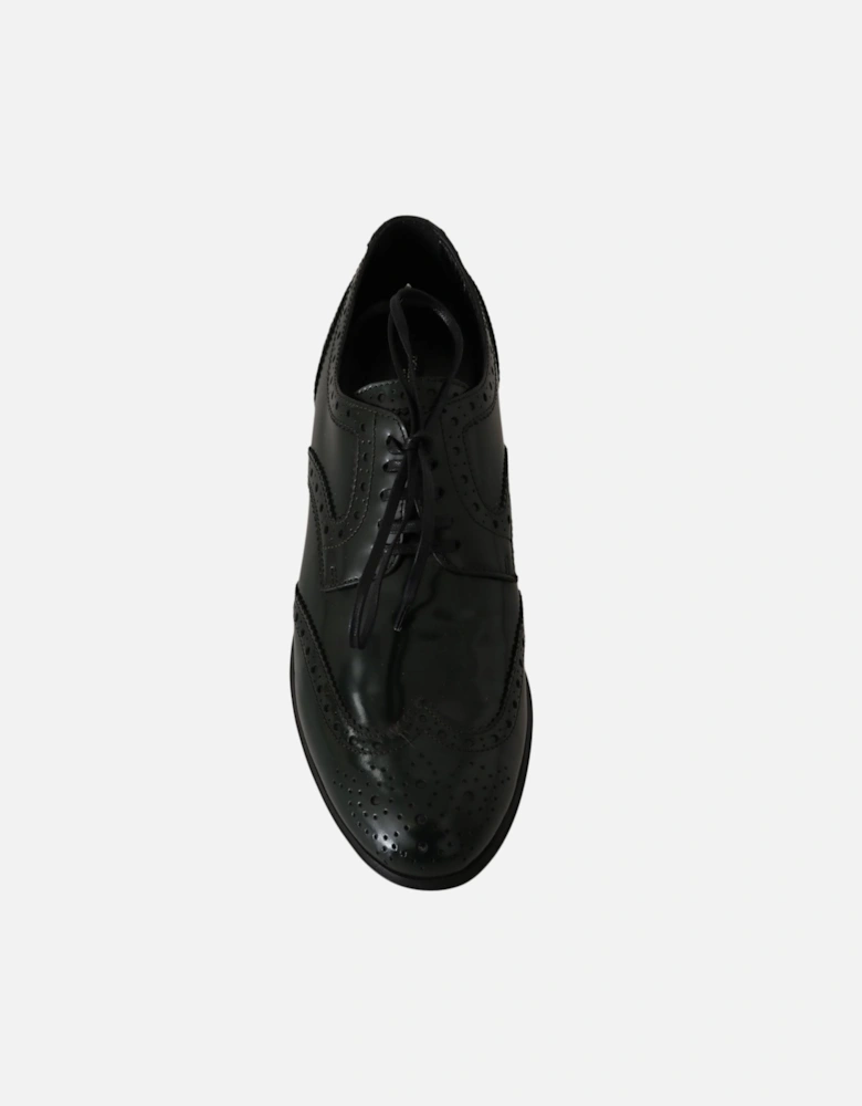 Patent Leather Brogue Oxfords Women - Green Flats