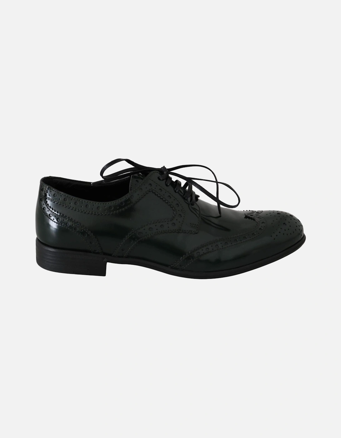 Patent Leather Brogue Oxfords Women - Green Flats, 7 of 6