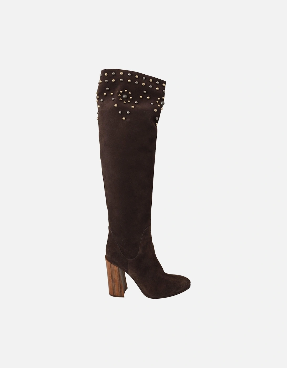 Dolce Gabbana Studded Suede Boots Overtheknee Women - Brown, 7 of 6