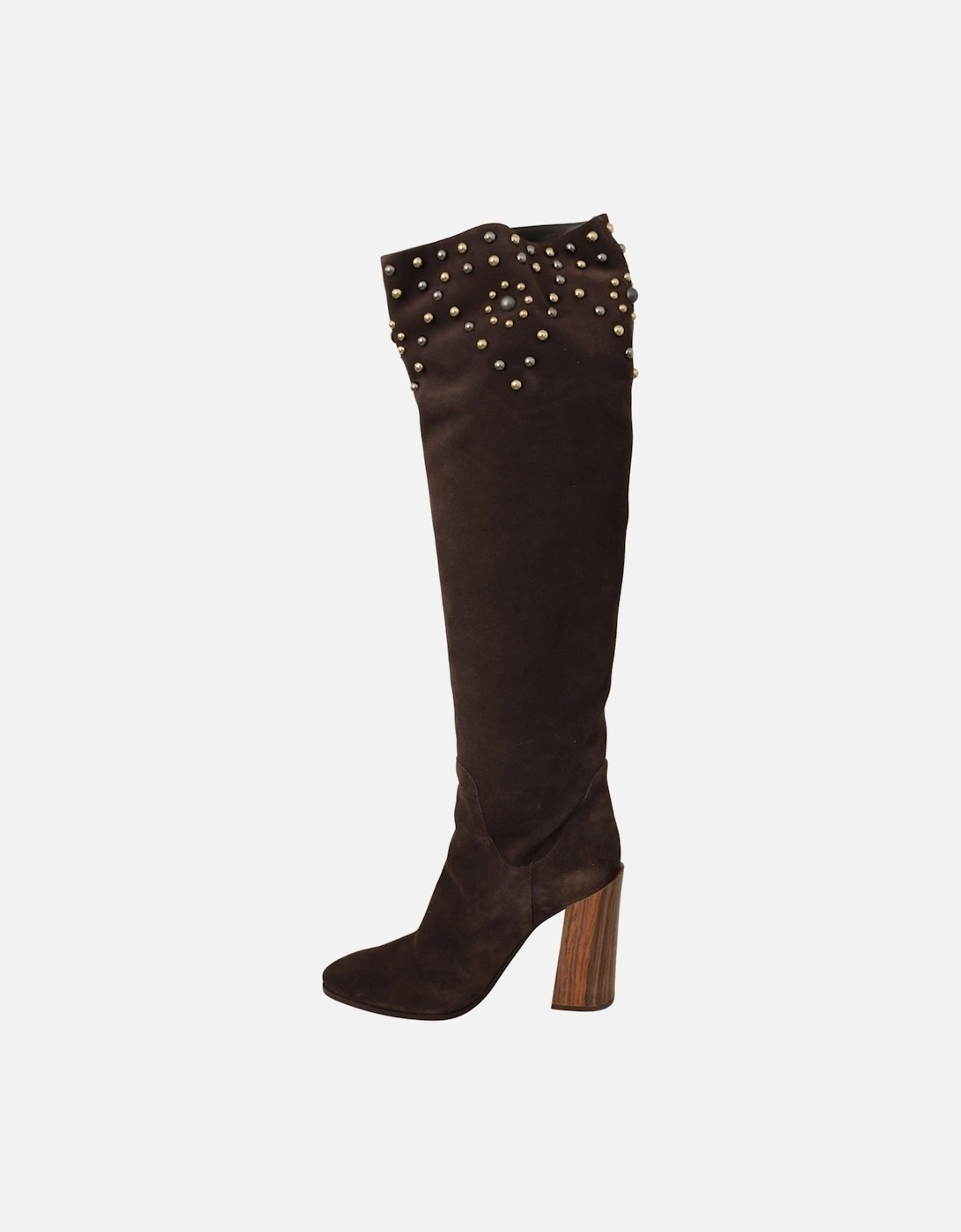 Dolce Gabbana Studded Suede Boots Overtheknee Women - Brown