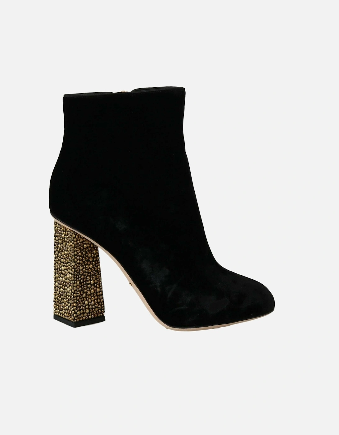 Velvet Ankle Boots Embellished Block Heel Women - Black, 7 of 6