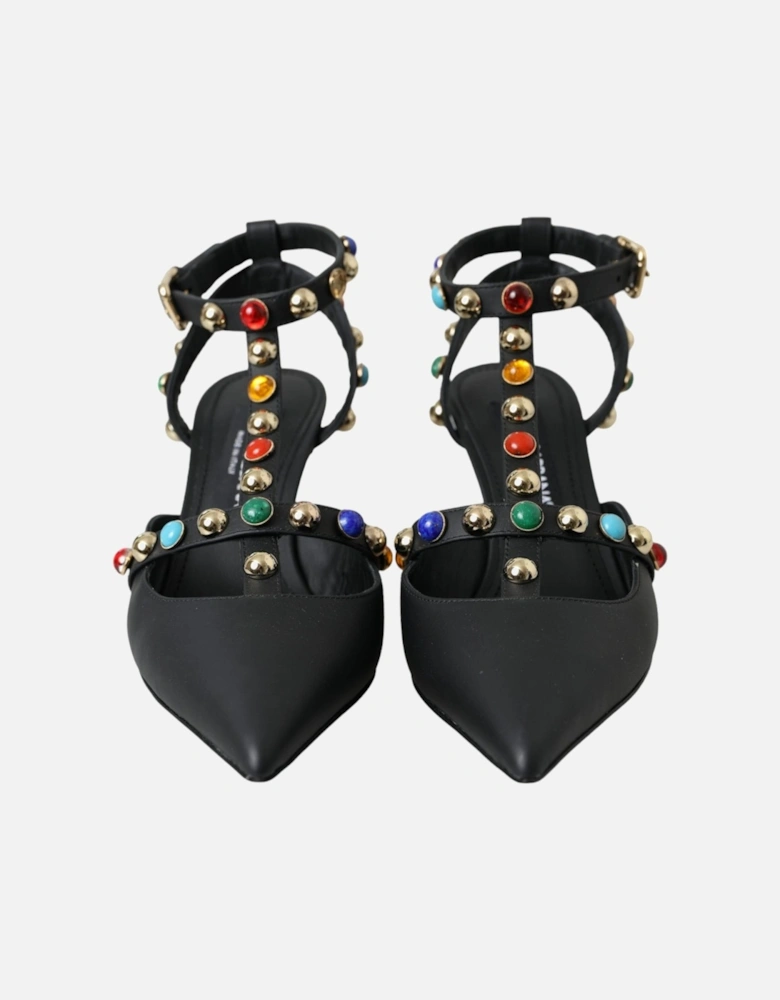 Ankle Strap Heels Sandals with Embellishment Women - Black