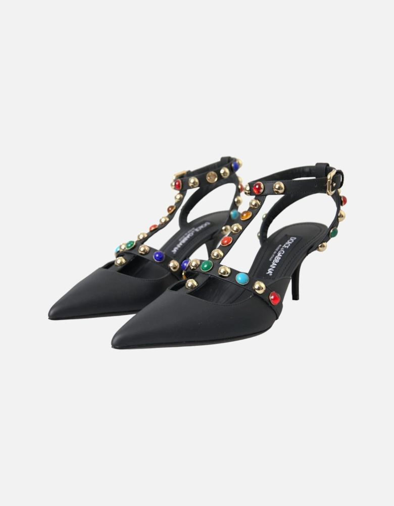 Ankle Strap Heels Sandals with Embellishment Women - Black