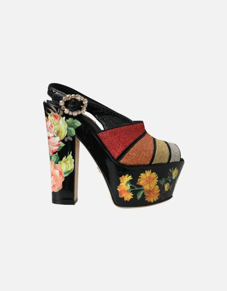 Floral Embellished Slingback Heel Sandals Women - Multicolor Platform