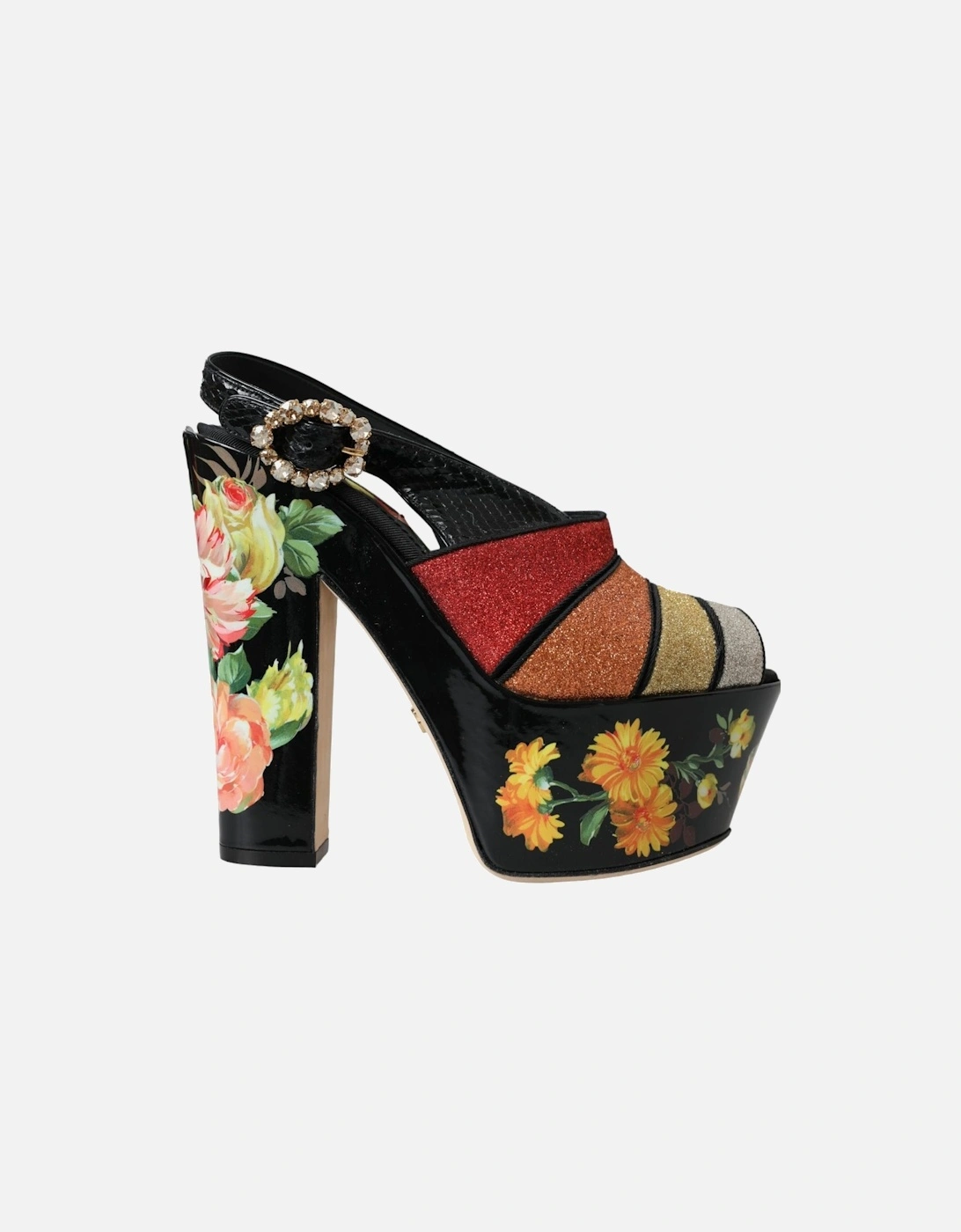 Floral Embellished Slingback Heel Sandals Women - Multicolor Platform, 6 of 5