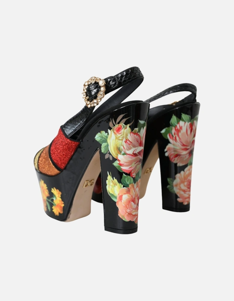 Floral Embellished Slingback Heel Sandals Women - Multicolor Platform