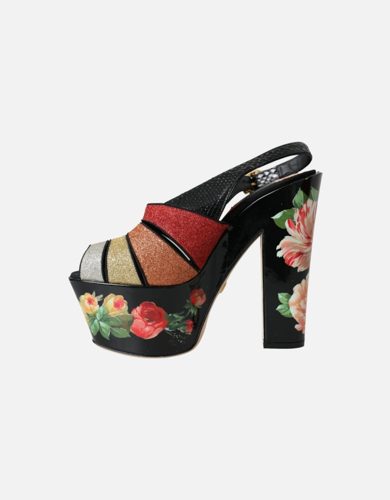 Floral Embellished Slingback Heel Sandals Women - Multicolor Platform