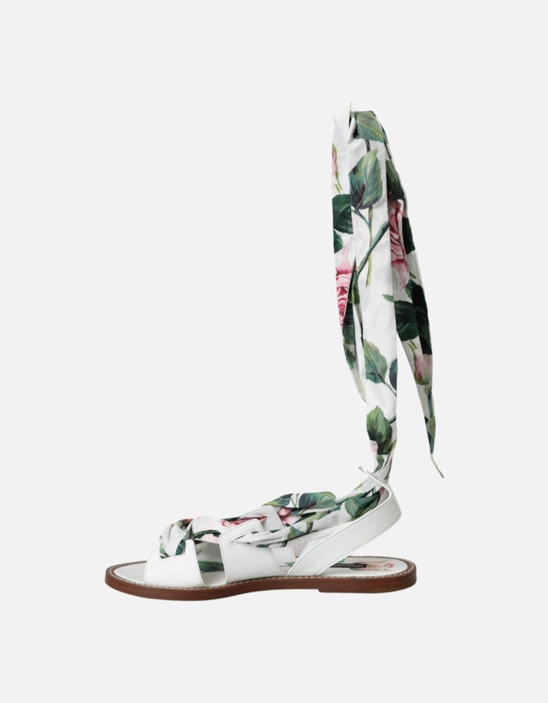 Floral Leather Flat Sandals Women - Multicolor