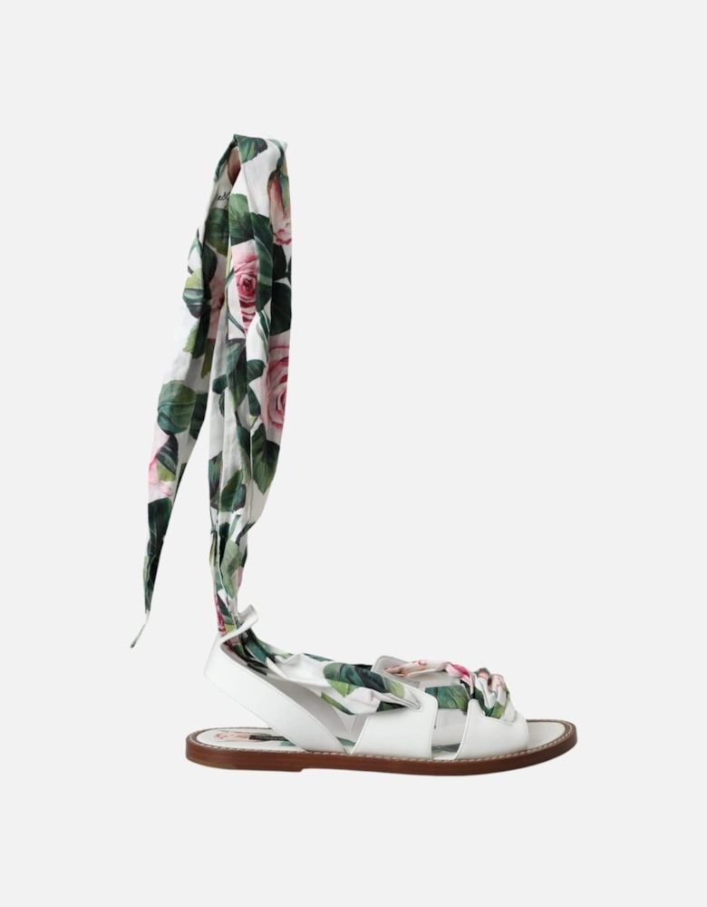 Floral Leather Flat Sandals Women - Multicolor