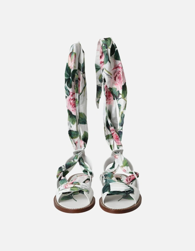 Floral Leather Flat Sandals Women - Multicolor