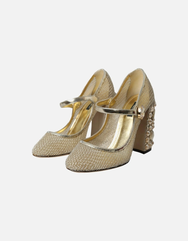 Embellished Mary Jane Pumps Women - Gold