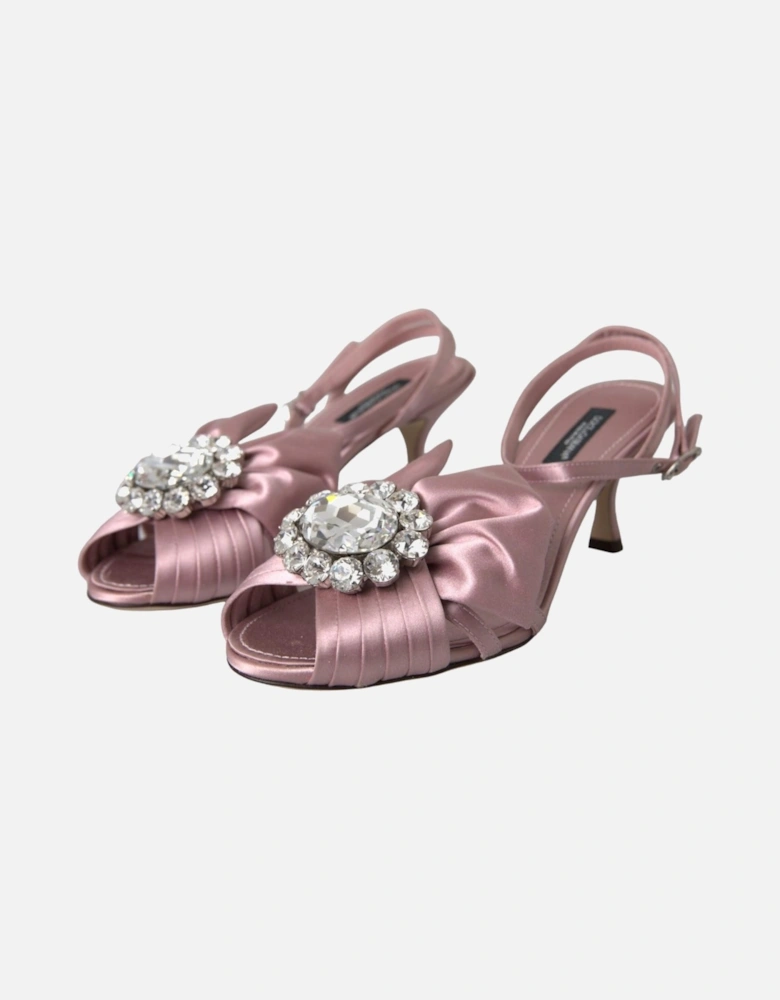 Embellished Silk Heel Sandals Women - Powder Pink