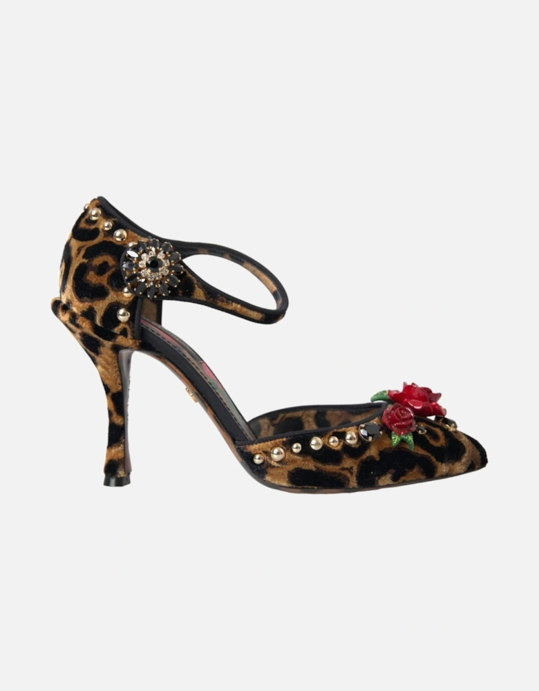 Floral Embellished Mary Jane Pumps Women - Brown