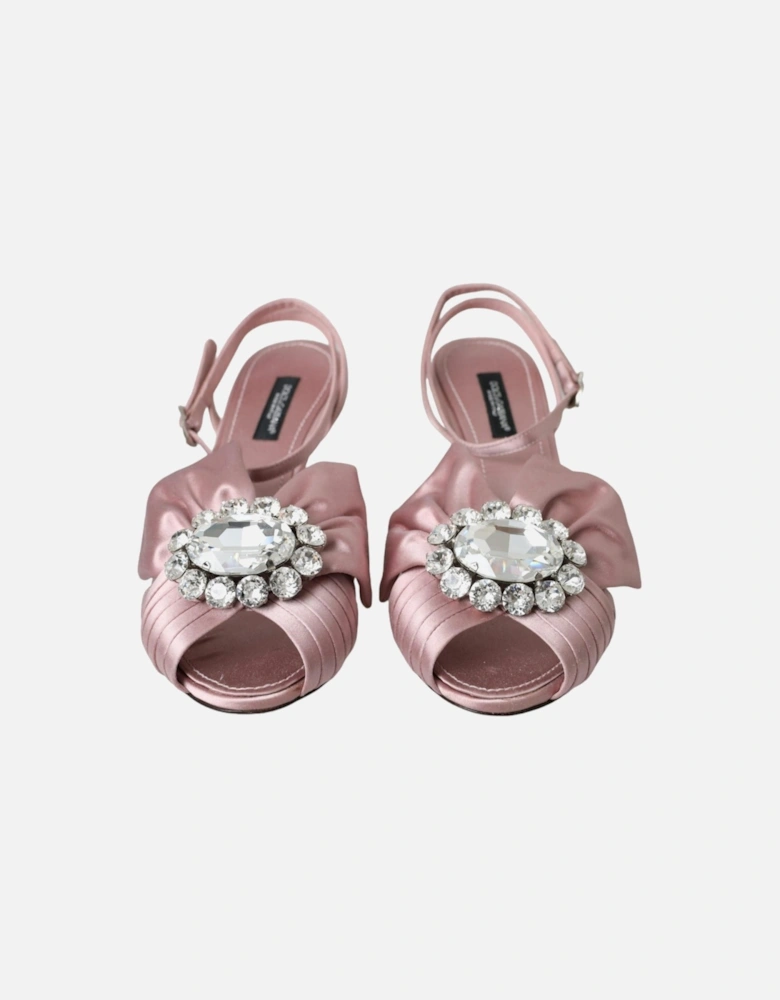 Embellished Silk Heel Sandals Women - Powder Pink