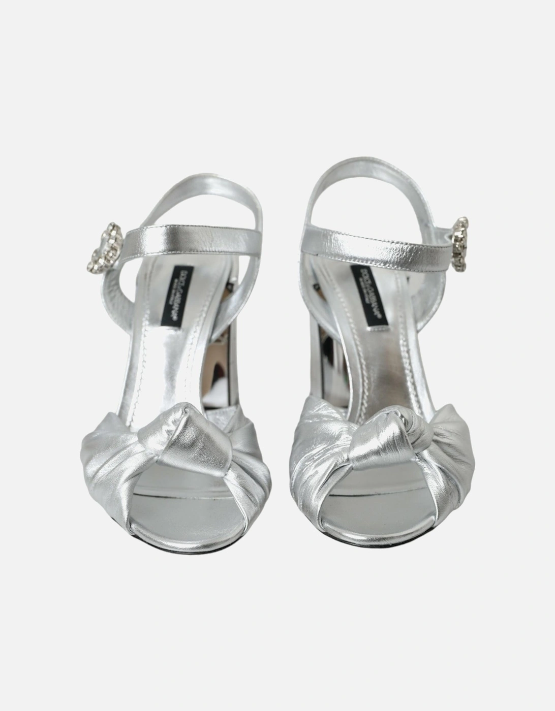 Ankle Strap Heels Sandals with Embellishments Women - Silver