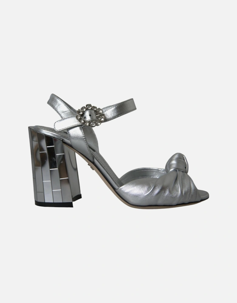 Ankle Strap Heels Sandals with Embellishments Women - Silver