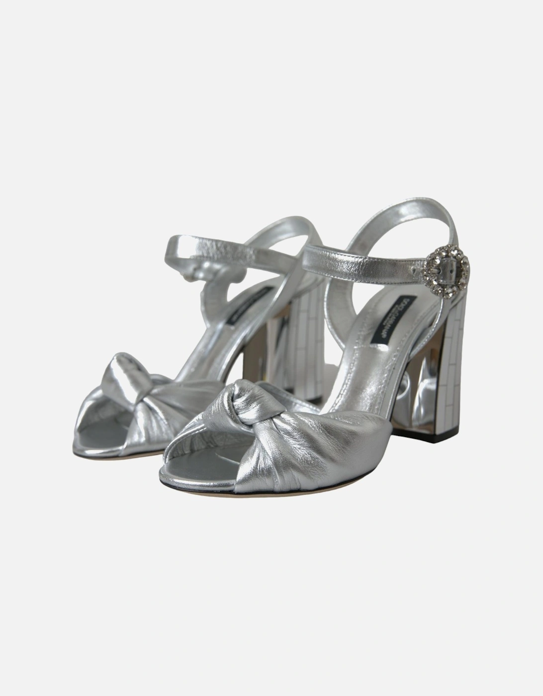 Ankle Strap Heels Sandals with Embellishments Women - Silver