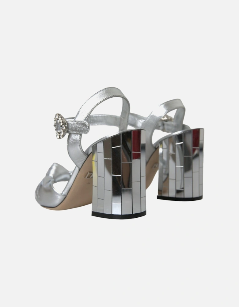 Ankle Strap Heels Sandals with Embellishments Women - Silver