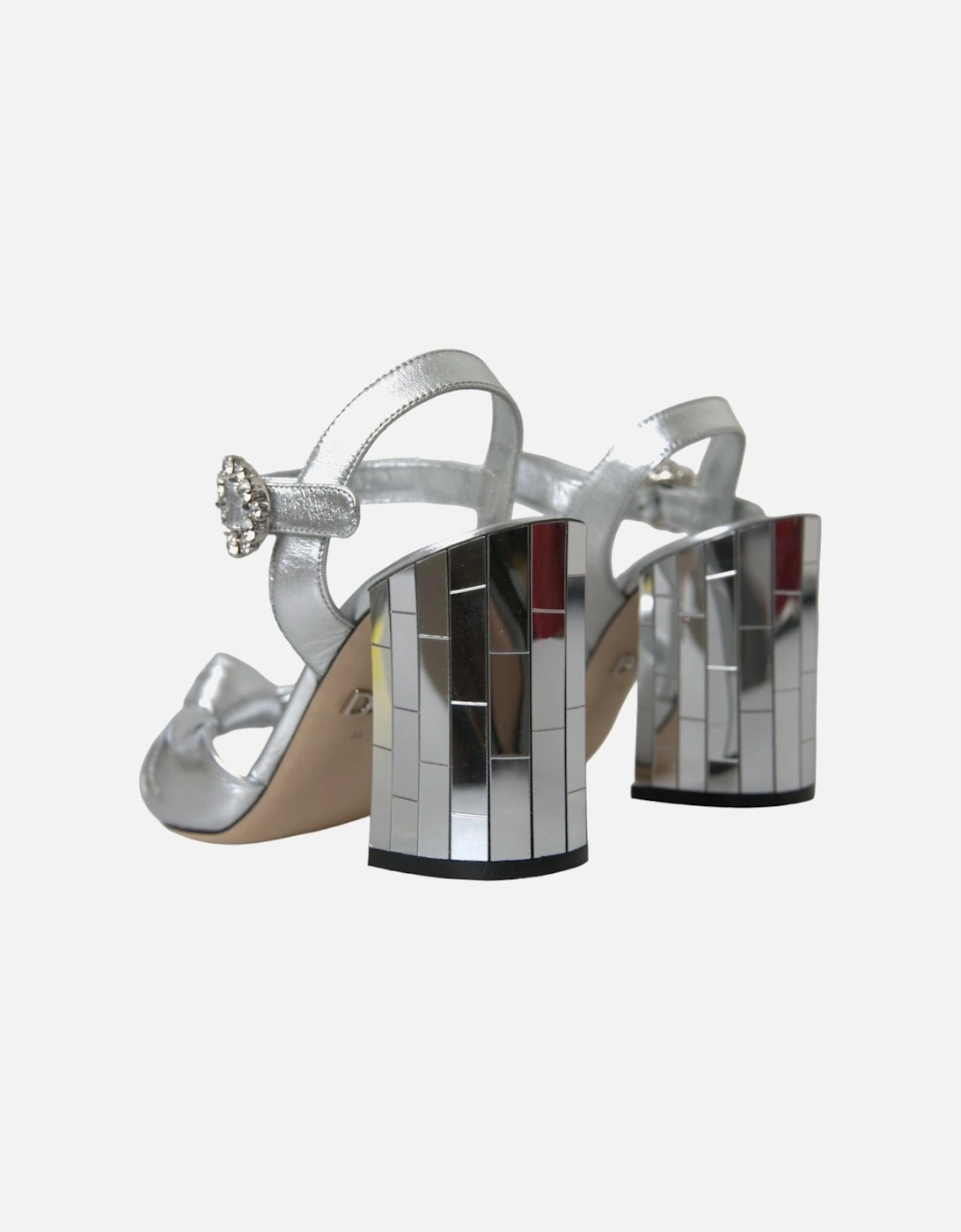 Ankle Strap Heels Sandals with Embellishments Women - Silver