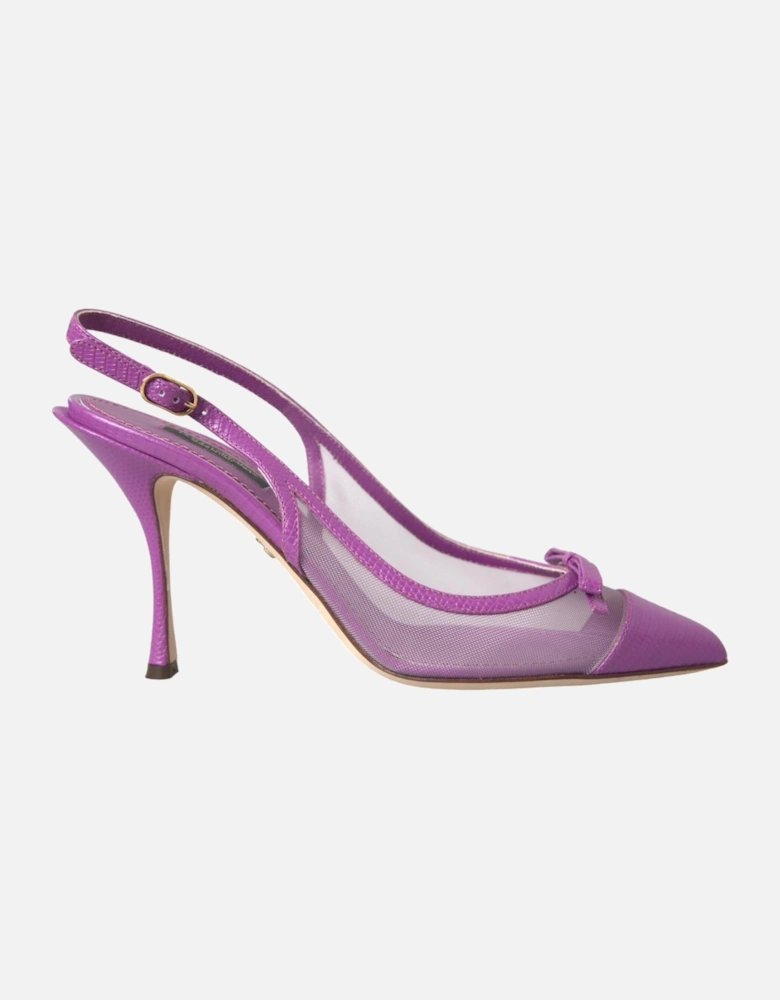 Mesh Slingback Heels with Buckle Closure Women - Purple Sandals