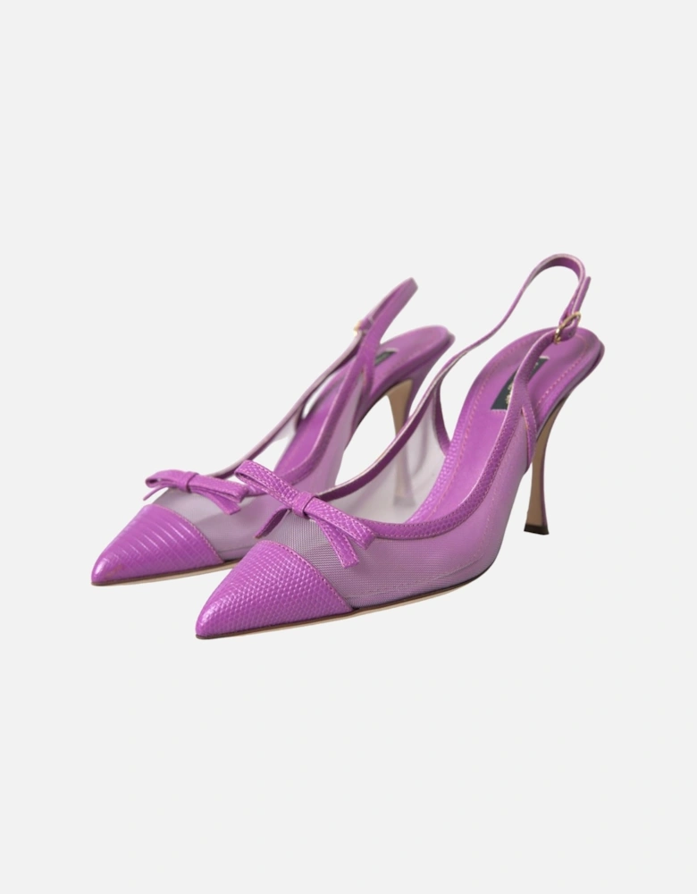 Mesh Slingback Heels with Buckle Closure Women - Purple Sandals