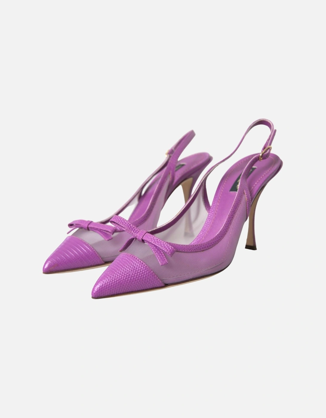 Mesh Slingback Heels with Buckle Closure Women - Purple Sandals