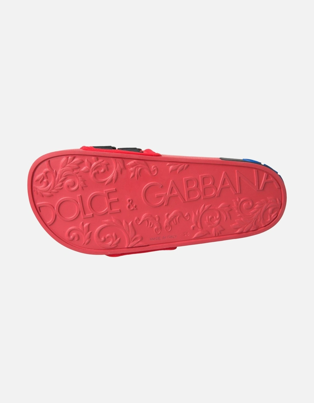 Flat Sandals with Logo Details and Rubber Sole Women - Black And Red