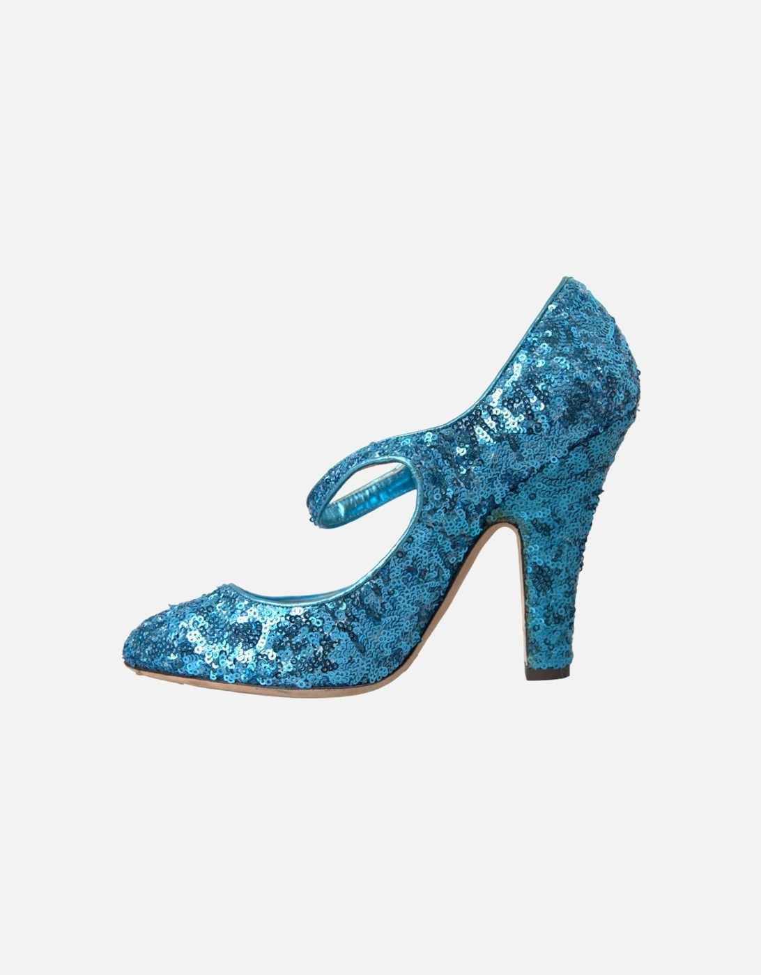 Blue Sequin Mary Jane Pumps by Italian Designer. Women