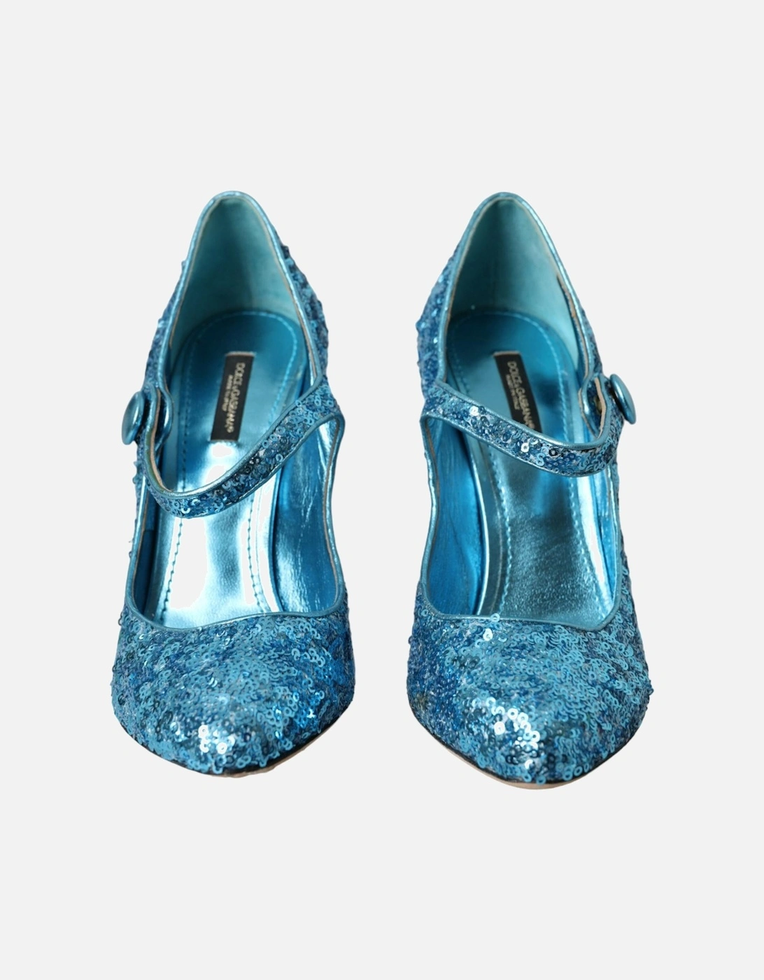 Blue Sequin Mary Jane Pumps by Italian Designer. Women