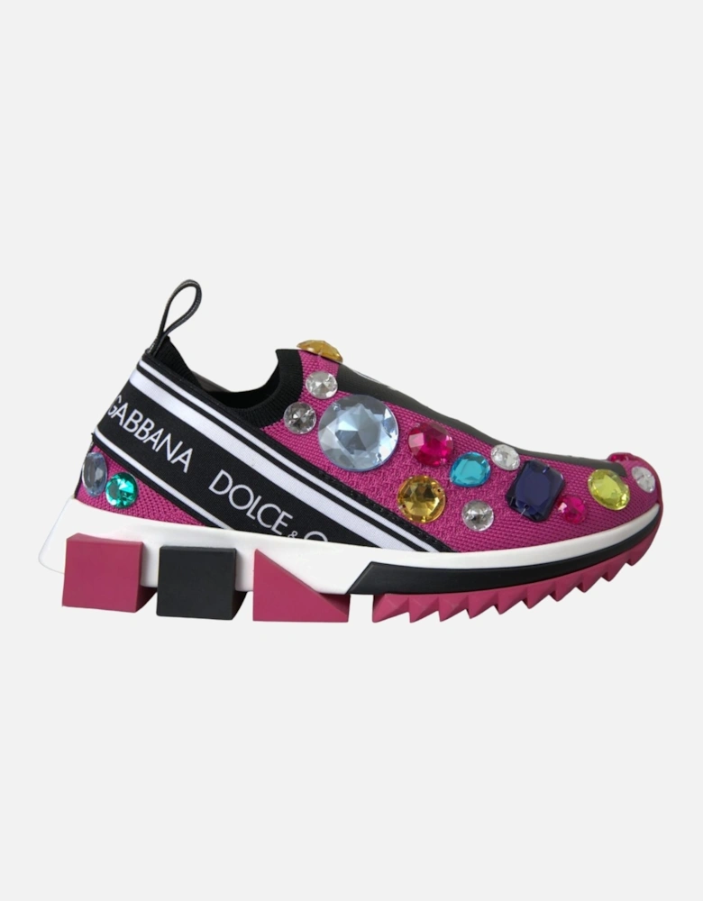 Rhinestone Applique Sneakers with Rubber Sole Women - Pink