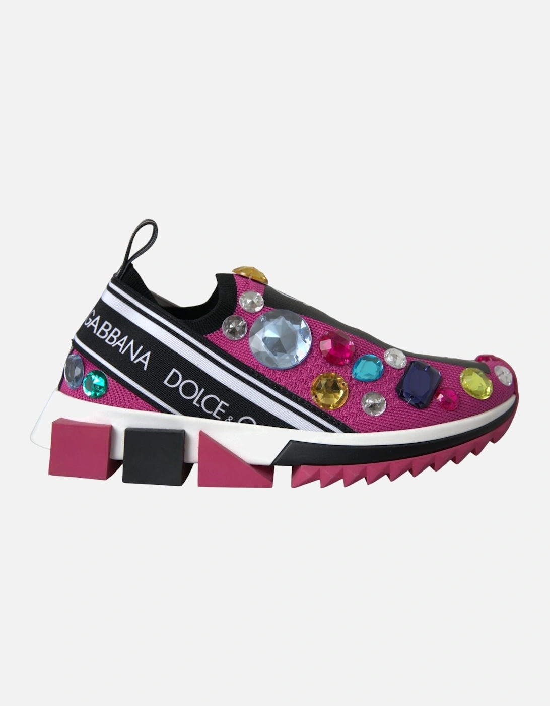 Rhinestone Applique Sneakers with Rubber Sole Women - Pink, 6 of 5