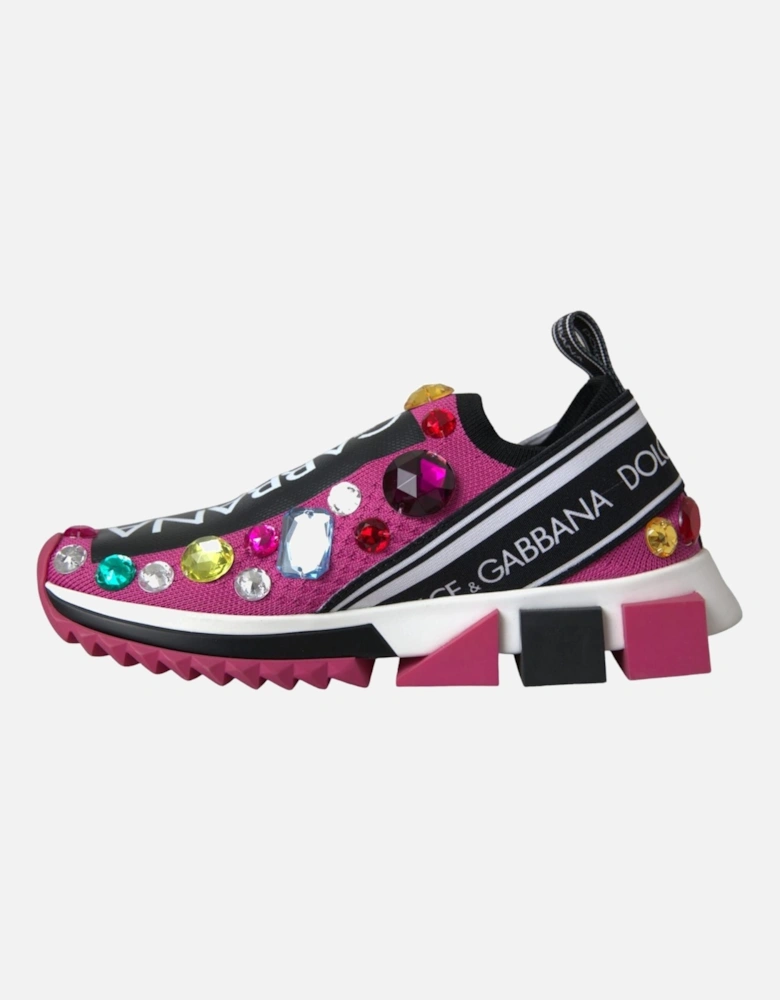 Rhinestone Applique Sneakers with Rubber Sole Women - Pink